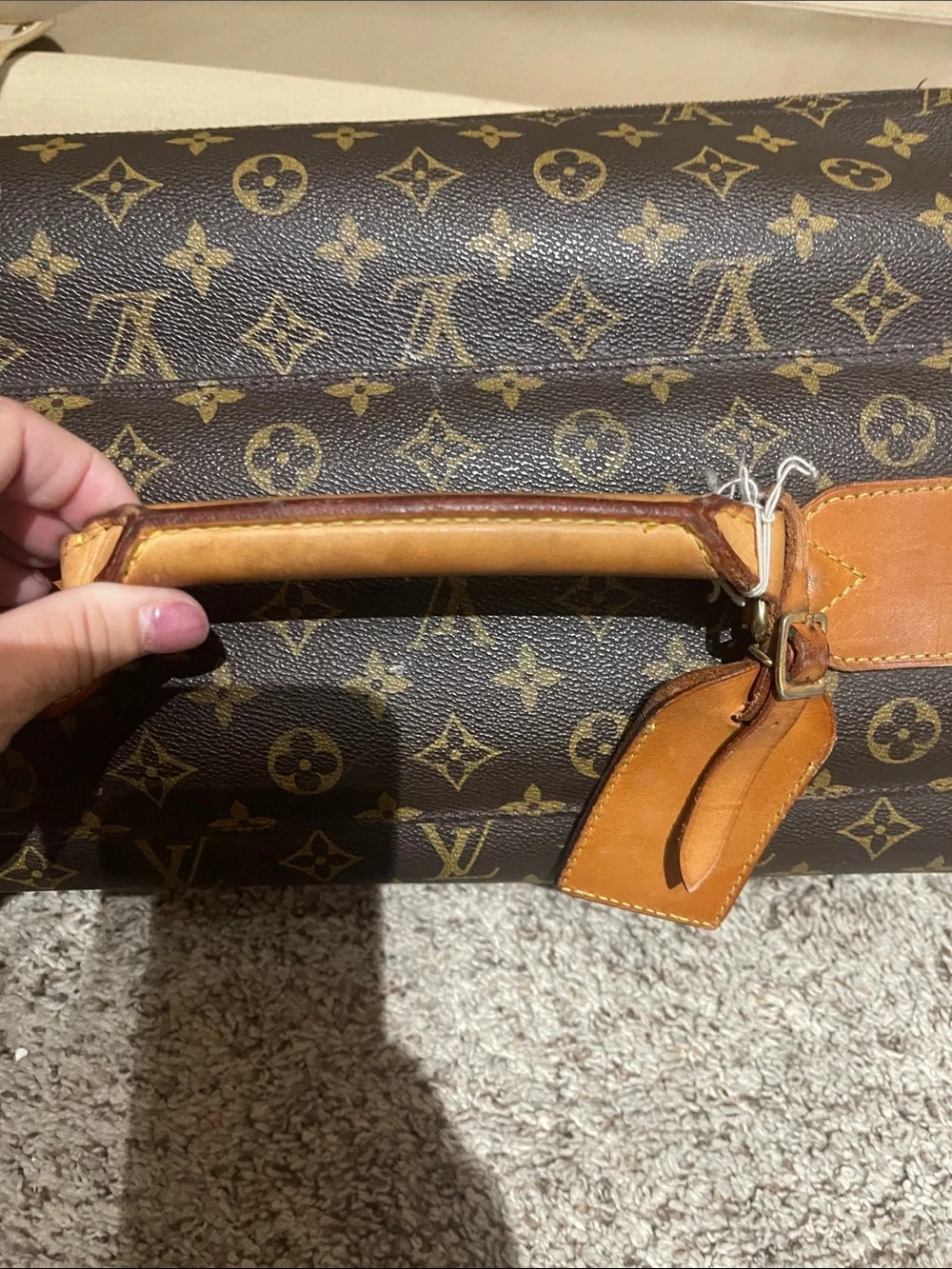 Louis Vuitton Brown Monogram Rolling Suitcase with Tan Trim